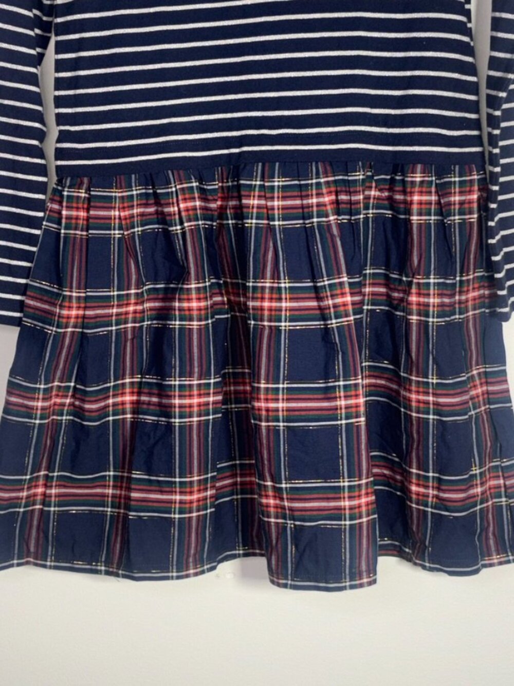 NEW NWT Crewcuts by J.Crew Girls TwoFer Plaid Stripe Shimmer Dress - L (10-11) - Picture 2 of 11